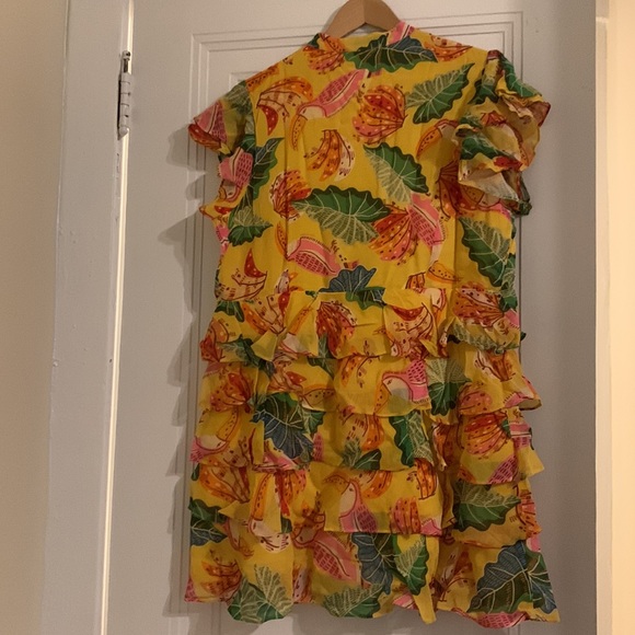 Farm Rio Yellow Beaks and Banana Tiered Ruffle Dress - Picture 5 of 12
